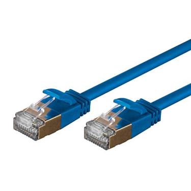 Imagem de Monoprice SlimRun Cabo Ethernet Cat6A – Cabo de rede Internet – RJ45, trançado, STP, fio de cobre puro e desencapado, 36AWG, 0,6 m, azul