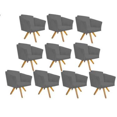 Imagem de Kit 10 Poltrona Cadeira Decorativa  Win Base Giratória Sala de Estar R