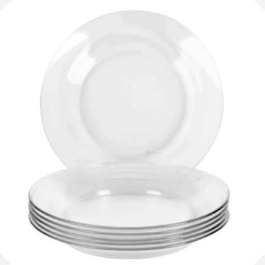 Imagem de Conjunto Pratos Fundo De Vidro Transparente Resistente 6uni - Ladiv Co