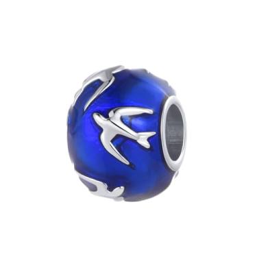 Imagem de MiiFort Pingente espaçador azul Swallow Birds Freedom compatível com pulseiras Pandora Charms, One Size, Cobre, Sem Pedra Preciosa