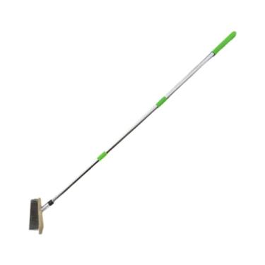 Imagem de WeiLaiKeQi aço inoxidável fio piso escova esfrega escova, superfícies ásperas purificador, Cimento ao ar livre Heavy Duty Long Handle limpeza ferramenta, 20 Cm Escova Cabeça