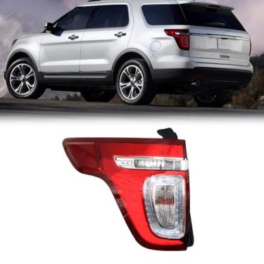 Imagem de Conjunto de lanterna traseira compatível com Ford Explorer 2011-2015 substituição de luz traseira transparente BB5Z13405C BB5Z13405D Conjunto de luz traseira externa com sinal de direção reversa