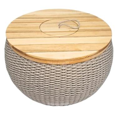 Imagem de Mesa Mesinha de Centro em Corda Náutica C/Tampo Champanheira - Cor Rami