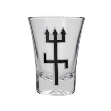 Imagem de Copo Dose Cachaça Exú Tridente Tradicional Vidro 45 ml - Lua Mística -