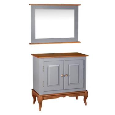 Imagem de Gabinete para Banheiro com Espelheira Dália 3050 Linz Móveis, Cinza/Im