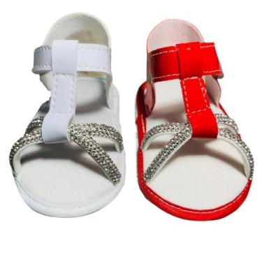 Imagem de Kit 2 Pares Sandálias Tiras Em Strass Para Bebê Menina - Baby's Shoes,