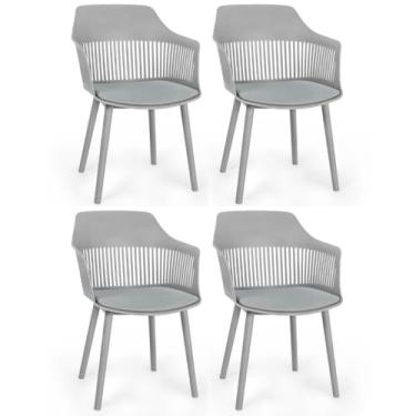 Imagem de Kit 4 Cadeiras de Jantar Estofada Marcela (Cinza)