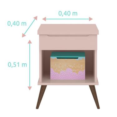 Imagem de Jogo de Quarto Infantil Retrô Alice Guarda Roupa, Cômoda com Porta e Mesinha - pr Baby Rosê