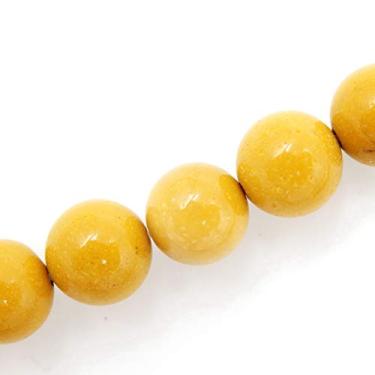 Imagem de Malahill Contas de pedra semipreciosas para fabricação de joias, vendidas por saco, 5 fios internos, amarelo Mookaite 10 mm