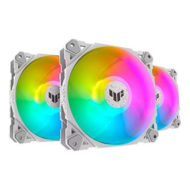 Imagem de Kit com 3 Ventoinhas ASUS Tuf Gaming TF120, 120mm, ARGB, Branco - 90DA