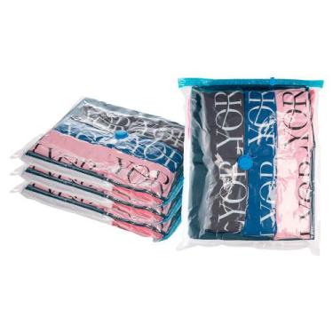 Imagem de Kit 4 Saco a Vácuo Organizador de Roupas Viagem Mala 60x50cm Lyor