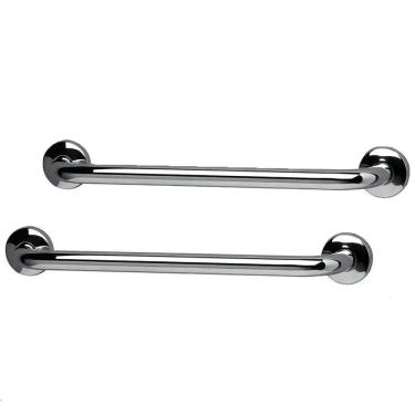 Imagem de Alça Apoio 30cm Aço Inox Kit 2 Uni Barra Suporte Anti Queda Idoso Gestante Cadeirante Pcd Crianças