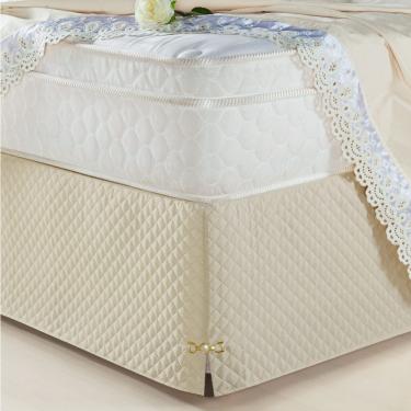 Imagem de Saia Para Cama Box Casal Padrão Veneza 1 Peça Bege