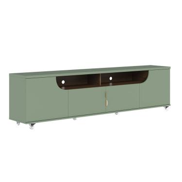 Imagem de Bancada Tv De 75 Polegadas 4 Portas Karol 200cm Verde Pistache-amêndoa C04 - D'rossi