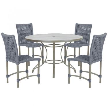 Imagem de Mesa Ascoli 4 Cadeiras Cannes De Alumínio Fendi Trama Prata