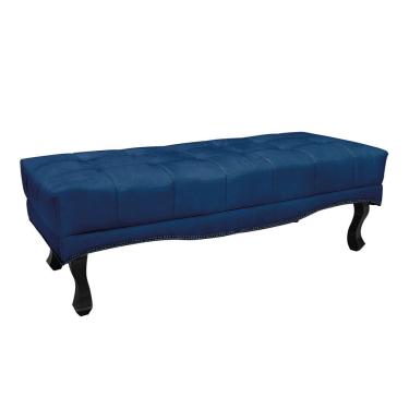 Imagem de Puff Recamier Retrô Luis Xv Captonê Vicenza 195cm Suede S04 Cor Azul Marinho