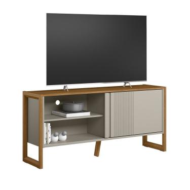 Imagem de Rack 141cm Gold Para Tv Até 55 Polegadas Linea Brasil Nature Com Off White