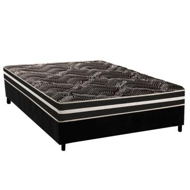 Imagem de Kit Cama Box Casal Completa Master AG80 Black Double Face 138x188 Ortopédica Suede Blac...