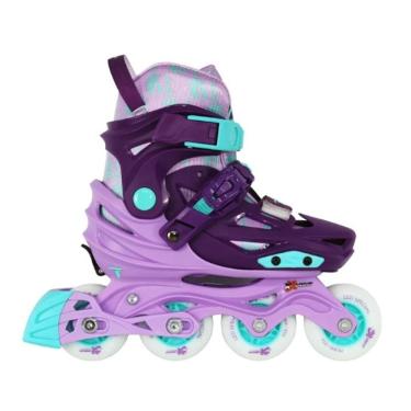 Imagem de Patins Infantil X-light Roxo Com Rodas Led Traxart Par Tam M 29-32
