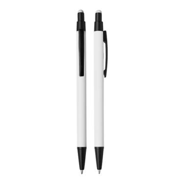 Imagem de Kit 8 Canetas esferográfica em metal Emborrachada com ponta touch escrita em azul Para Anotações e Estudos (Kit 8 Canetas Branco e Laranja)