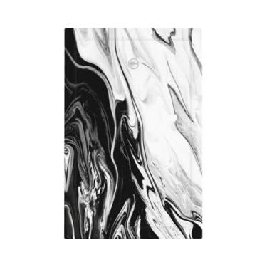 Imagem de Textura de tinta de mármore abstrata sem luz em branco, capa decorativa para placas de parede de um grupo preto branco placa elétrica placa frontal estética moderna para decoração de casa