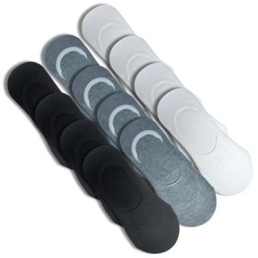 Imagem de Kit 12 Meia Masculina Soquete Invisível Preta Cinza Branca Azul - Gené