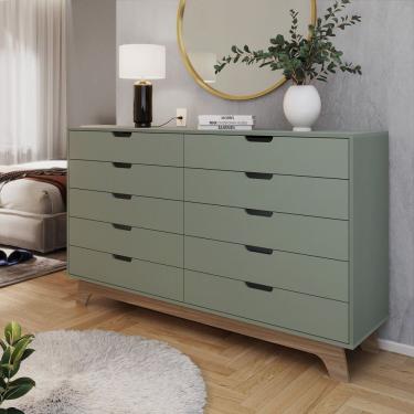 Imagem de Cômoda Alice 10 Gavetas Em 100% Mdf Verti-louro Freijó Grann