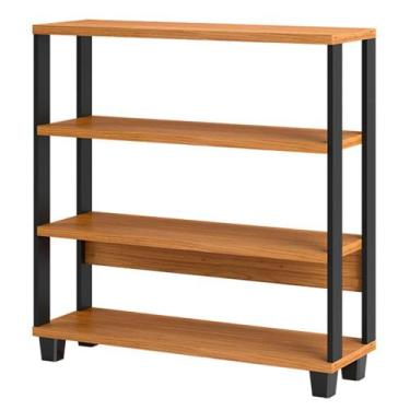 Imagem de Estante Office Cleveland 3 Prateleiras cor Freijo com Preto Fosco 92 c