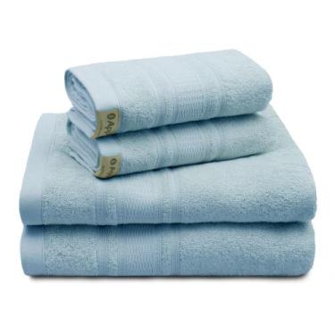 Imagem de Jogo de Toalha Algodão Egípcio Banhão Memphis 4 Peças Appel, Azul Clar