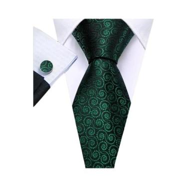 Imagem de Conjunto de Gravata e Abutões Masculinos - Verde Menta, Cerceta, Oliva
