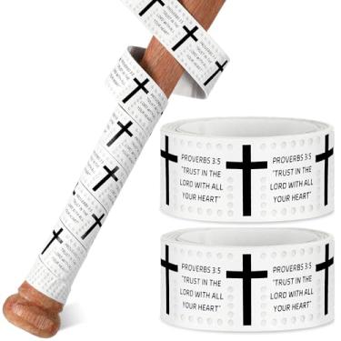 Imagem de Pushglossy 2 Pçs Fitas de Aderência de Taco de Beisebol Faith Cross 1,1 mm Fita Adesiva Pré-cortada e Totalmente Adesiva Softball, Antiderrapante, Embrulhar Taco de Beisebol Religioso, Fita de