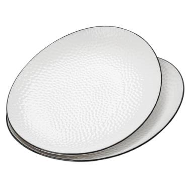 Imagem de Roeveca Travessa de servir grande de 38 cm – Bandeja oval grande, prato de servir de cerâmica, travessas brancas para servir alimentos, aperitivos, entretenimento, festa, conjunto com 2