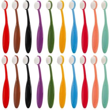 Imagem de YOUEON Pacote com 20 pincéis de mistura de tinta colorida, conjunto de 10 pincéis de mistura de tinta colorida, ferramentas de mistura de tinta, cabo codificado por cores de cerdas macias para fazer cartões, pintura, desenho, estampagem