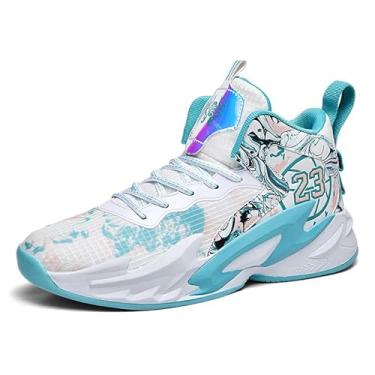 Imagem de Novetra Tênis de basquete masculino de cano alto, calçados esportivos respiráveis ​​e acolchoados, tênis para quadra de basquete interna e externa para adolescentes(Moon,40 BR)