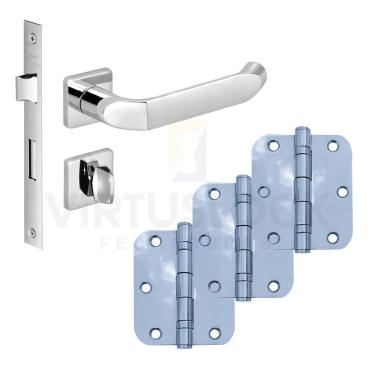 Imagem de Kit Fechadura Banheiro Tera Imab + 3 Dobradiças C/red De Inox 3 ½ X 3