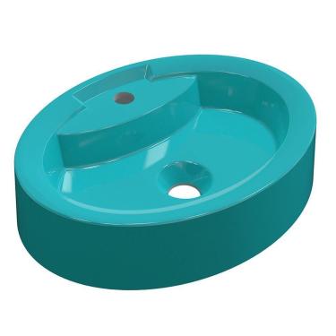 Imagem de Cuba De Apoio Oval C01 Para Banheiro Onix O43 Azul Turquesa