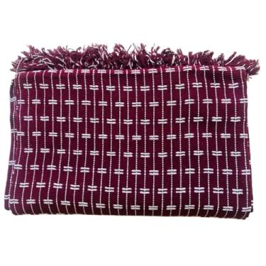 Imagem de Manta Sofá Gigante 2,40 x 1,80M – Algodão Premium Grossa | Protetora Decorativa para Cama e Sofá King Size(TIJL VINHO COM BRANCO)