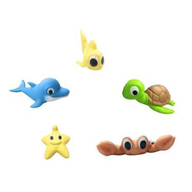 Imagem de Kit com 5 Amigos do Mar Vinil Atóxico Brinquedo Criança Banho Piscina 