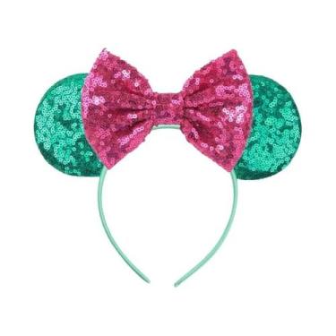 Imagem de Tiara De Orelhas De Rato Com Lantejoulas E Laço Para Meninas Com Pérol