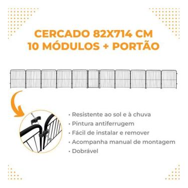 Imagem de Cercado Pet Cães Cachorros Coelhos Com 10 Módulos Portão 83cm Utilyse 