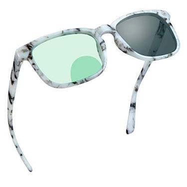 Imagem de Óculos de leitura bifocais, óculos de sol cinza fotocromático, ampliação de 0,00/+1,00 para homens/mulheres, Cinza mármore 8082, 1 Count (Pack of 1)