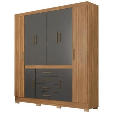 Imagem de Guarda-Roupa Casal 8 Portas Bater 4 Gavetas New Realce Demóbile - Demo