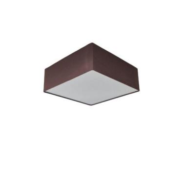 Imagem de Plafon Quadrado Md-3000 Cúpula em Tecido 25x25x12cm Café - Bivolt - Vi