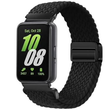 Imagem de Issinlky Pulseira trançada de nylon compatível com Galaxy Fit 3, pulseira de fivela magnética elástica para Galaxy Fit 3 SM-R390