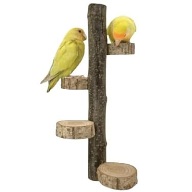 Imagem de Poleiro Natural em Madeira para Pássaros, Escada com Plataformas, Acessório para Gaiolas de Calopsitas, Agapornis e Periquitos