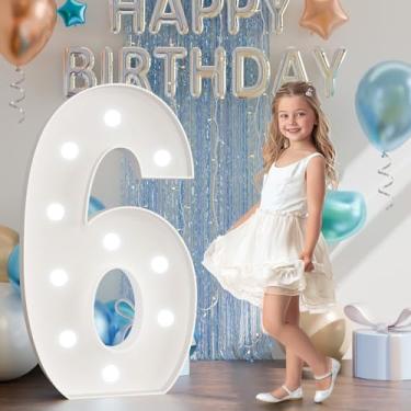 Imagem de Números para letreiros 1,2 m de altura: números grandes iluminados para festa 6º 16º 60º placa de espuma de papelão placa de fundo fundo decoração de festa de aniversário 6