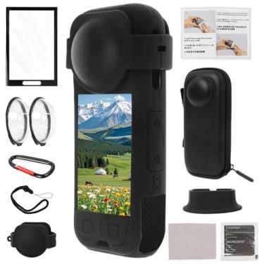 Imagem de Hoqqf Kit de acessórios para câmera 9 em 1 compatível com protetor de lente Insta360 X5, protetor de tela, capa de silicone, capa de lente dupla, estojo rígido de viagem e kit de montagem de mesa