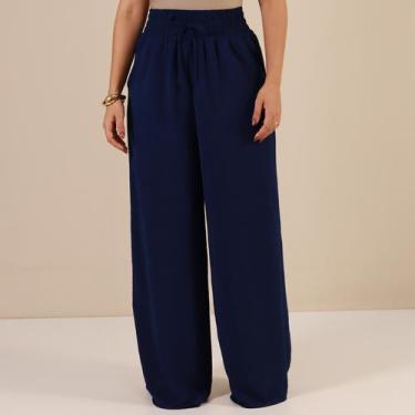 Imagem de Calça Pantalona Feminina Canelada Cintura Alta Confortavel - 40 Graus,