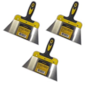 Imagem de Kit Com 3 Espátulas Para Massa Corrida Gesso e Outros 8,5 de Aço Polid