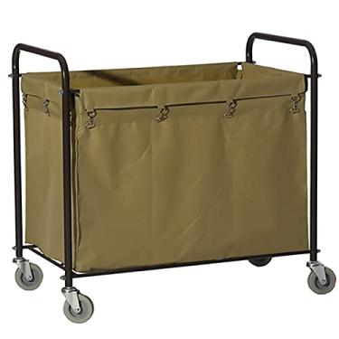 Imagem de Prateleira carros de mão móveis carro de roupa de hotel com rodas, carrinho de cesta classificador de roupa com corrimãos, carro classificador de roupa para/hotel 94 x 56 x 90 cm)